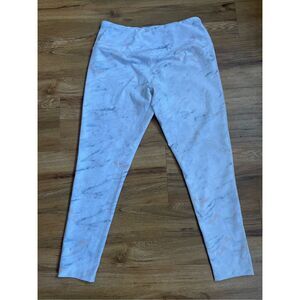 Zella Womens Medium White Marble Ankle Leggings Workout Gym Basic